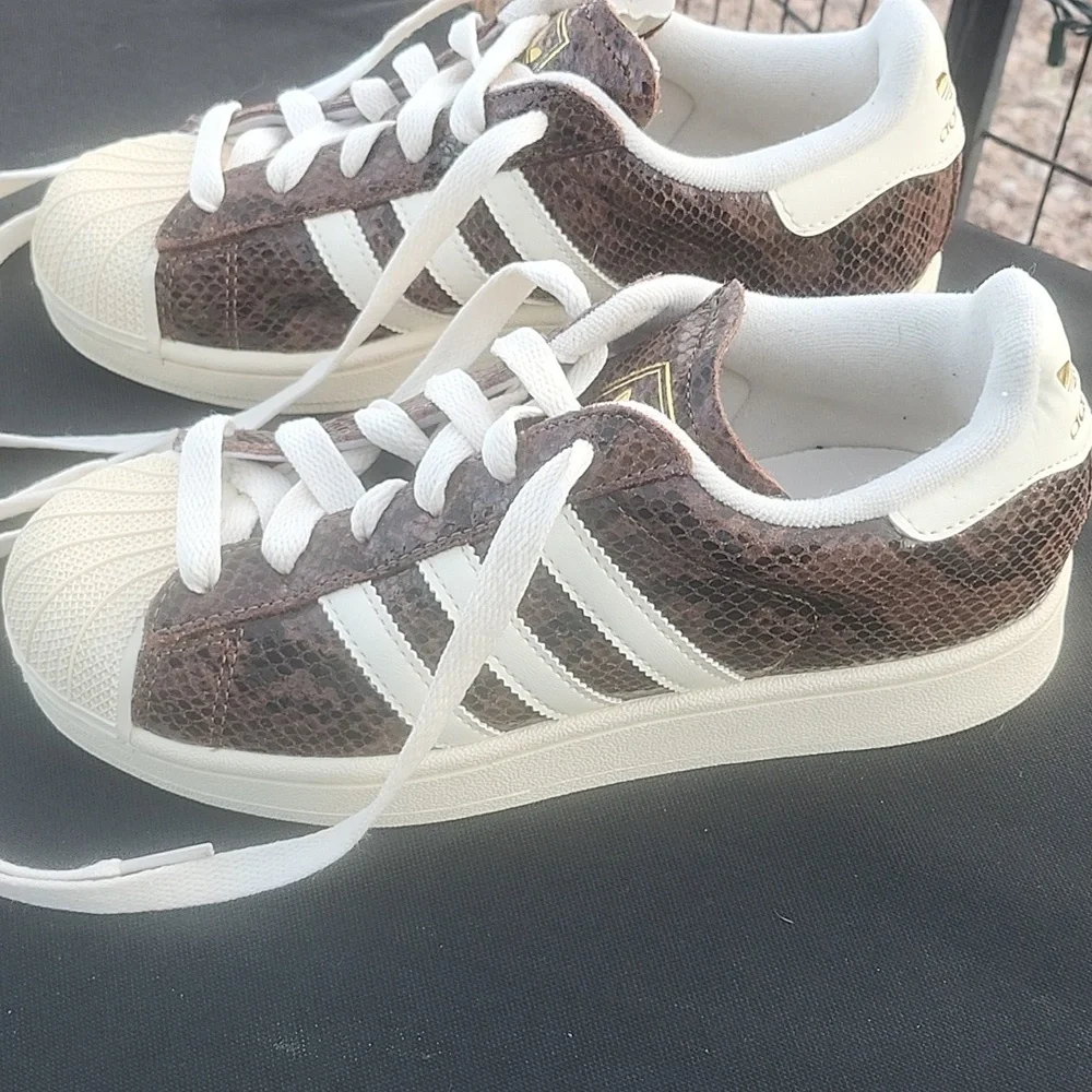 Adidas Superstar II Athletic Shoe Size 6 EUC Brown/Cream/Alumina Brown Snakeskin - Picture 4 of 16
